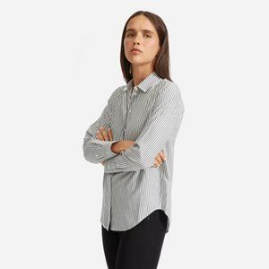 Everlane Silky Cotton Relaxed Shirt in Gray Stripe